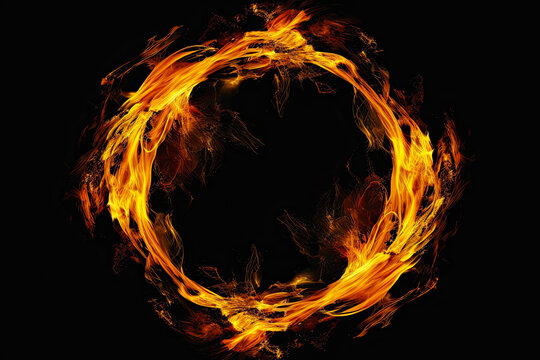 Ring of Fire on Black Background. AI generative