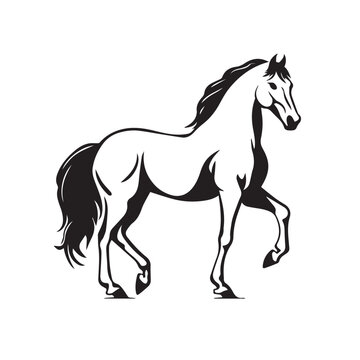 Creative Horse Elegant Logo Symbol Design Illustration Vector on a white background. Logo, icon style. Black and white