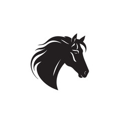 Creative Horse Elegant Logo Symbol Design Illustration Vector on a white background. Logo, icon style. Black and white