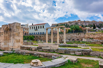 Obraz premium Ruins of Hadrian's Library in Athens, Greece