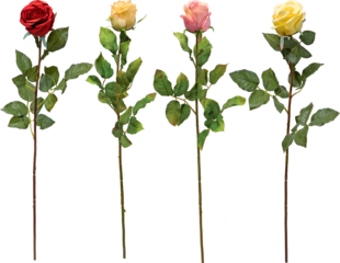 set of flowers on transparent background