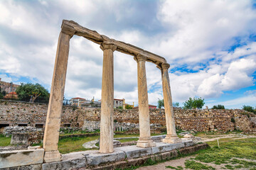 Fototapeta na wymiar Ruins of Hadrian's Library in Athens, Greece
