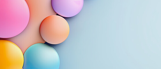 background in blue color with pastel colored circles, generative ai illustration