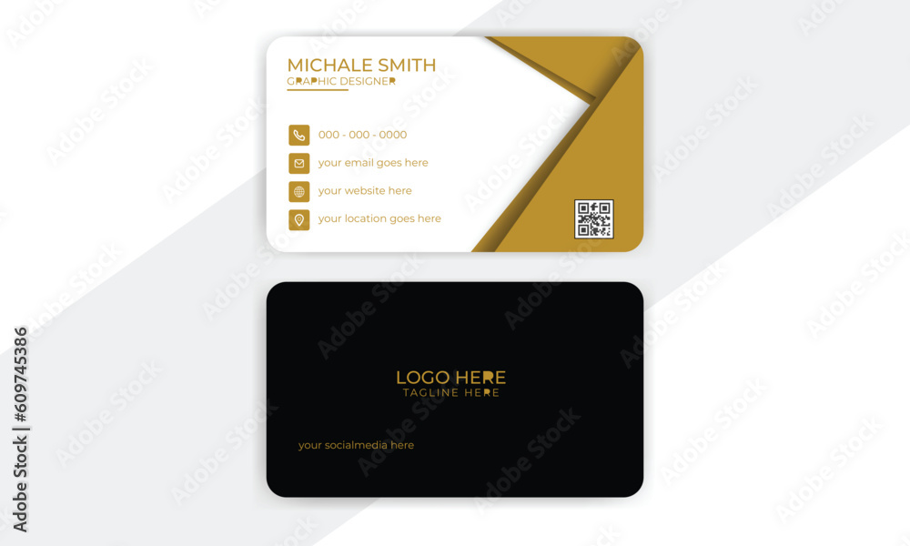 Wall mural Double sided business card, Gold and Black Corporate Card Layout, ,Modern Visiting Card