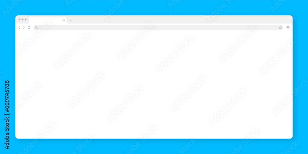 Poster blank web browser window with tab, toolbar and search field. modern website, internet page in flat s