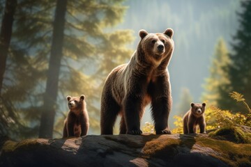 Obraz premium Bear with cubs