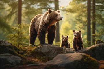 Fototapeta premium Bear with cubs