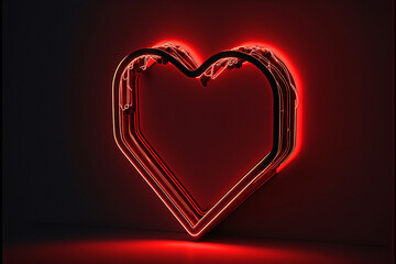 Heart shape red frame, red and black mockup, love