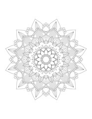 Coloring book page. Hand drawn vector illustration. Flower Mandala. Mandala pattern black and white good mood. Mandala. Round Ornament Pattern. Vector for coloring page for adults.