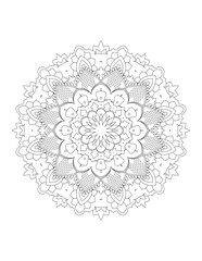 Coloring book page. Hand drawn vector illustration. Flower Mandala. Mandala pattern black and white good mood. Mandala. Round Ornament Pattern. Vector for coloring page for adults.