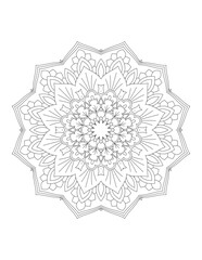 Coloring book page. Hand drawn vector illustration. Flower Mandala. Mandala pattern black and white good mood. Mandala. Round Ornament Pattern. Vector for coloring page for adults.