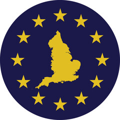 Badge of Yellow Map of England in colors of EU flag