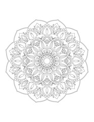 Coloring book page. Hand drawn vector illustration. Flower Mandala. Mandala pattern black and white good mood. Mandala. Round Ornament Pattern. Vector for coloring page for adults.