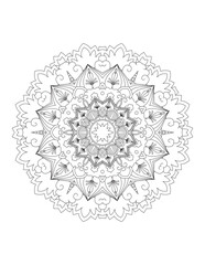 Coloring book page. Hand drawn vector illustration. Flower Mandala. Mandala pattern black and white good mood. Mandala. Round Ornament Pattern. Vector for coloring page for adults.