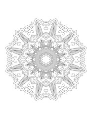 Fototapeta premium Coloring book page. Hand drawn vector illustration. Flower Mandala. Mandala pattern black and white good mood. Mandala. Round Ornament Pattern. Vector for coloring page for adults.
