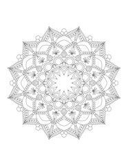 Coloring book page. Hand drawn vector illustration. Flower Mandala. Mandala pattern black and white good mood. Mandala. Round Ornament Pattern. Vector for coloring page for adults.