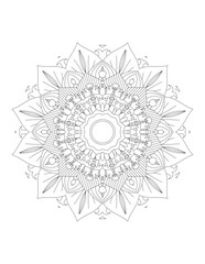 Coloring book page. Hand drawn vector illustration. Flower Mandala. Mandala pattern black and white good mood. Mandala. Round Ornament Pattern. Vector for coloring page for adults.