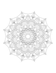 Coloring book page. Hand drawn vector illustration. Flower Mandala. Mandala pattern black and white good mood. Mandala. Round Ornament Pattern. Vector for coloring page for adults.