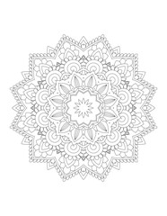 Coloring book page. Hand drawn vector illustration. Flower Mandala. Mandala pattern black and white good mood. Mandala. Round Ornament Pattern. Vector for coloring page for adults.