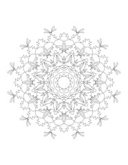 Coloring book page. Hand drawn vector illustration. Flower Mandala. Mandala pattern black and white good mood. Mandala. Round Ornament Pattern. Vector for coloring page for adults.