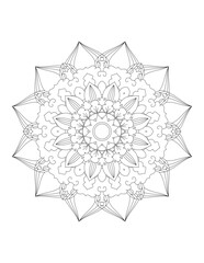 Coloring book page. Hand drawn vector illustration. Flower Mandala. Mandala pattern black and white good mood. Mandala. Round Ornament Pattern. Vector for coloring page for adults.