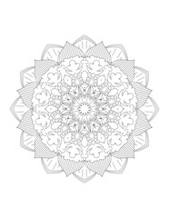 Coloring book page. Hand drawn vector illustration. Flower Mandala. Mandala pattern black and white good mood. Mandala. Round Ornament Pattern. Vector for coloring page for adults.