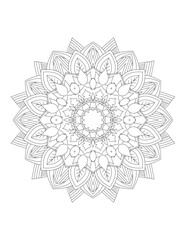 Coloring book page. Hand drawn vector illustration. Flower Mandala. Mandala pattern black and white good mood. Mandala. Round Ornament Pattern. Vector for coloring page for adults.