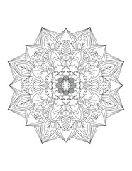 Flower. Flower Mandala. Mehndi. tattoo. decoration. Decorative ornament in ethnic oriental style. Coloring book page. Floral Mandala. Decoration in ethnic oriental. Indian style. Yoga template.