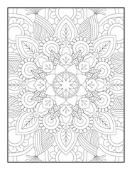 Black and white pattern.Pattern for coloring book. Flower Mandala Coloring Page.Coloring Page For Adult.Mandala Coloring Page. Coloring Page. Mandala. Mehndi design.Mandala coloring page KDP interior.