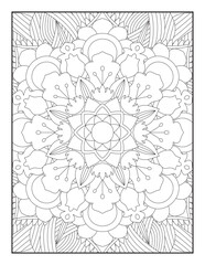 Black and white pattern.Pattern for coloring book. Flower Mandala Coloring Page.Coloring Page For Adult.Mandala Coloring Page. Coloring Page. Mandala. Mehndi design.Mandala coloring page KDP interior.