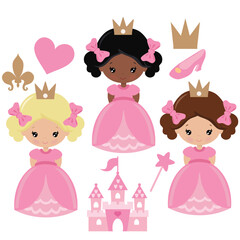 Cute princess vector cartoon illustration