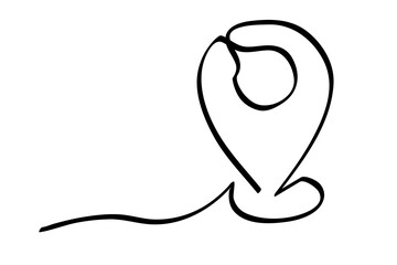 simple vector sketch map pointer single one line art, continuous