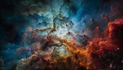 Obraz premium Glowing star field creates abstract backdrop for futuristic design generated by AI