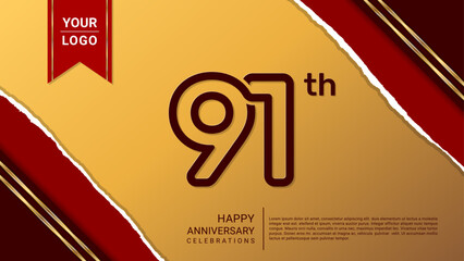 91th year anniversary design template, vector template illustration