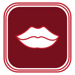 lips vector icon with red background   