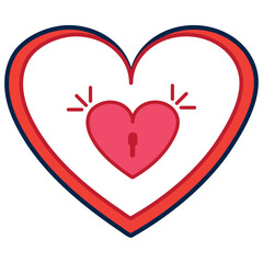 vector icon of a heart with a lock on white background