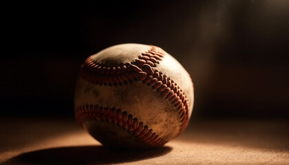 Old baseball glove catches memories of childhood success outdoors generated by AI