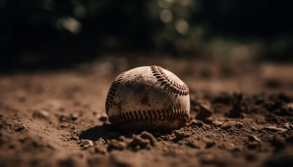 Blue baseball glove hits success on dirt outfield in summer generated by AI