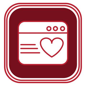 vector icon of key in valentine letter with red background