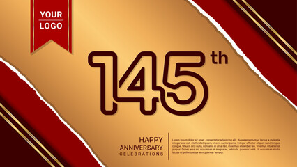 145th year anniversary design template, vector template illustration