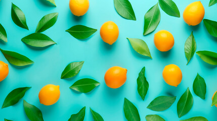 lemons and green leaves. Generative ai