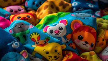 Cute multi colored toy dog brings joy to playful child indoors generated by AI