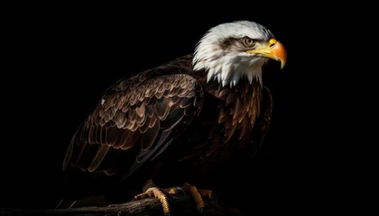 Foto op Plexiglas Bald eagle perching, majestic symbol of American freedom and strength generated by AI © djvstock