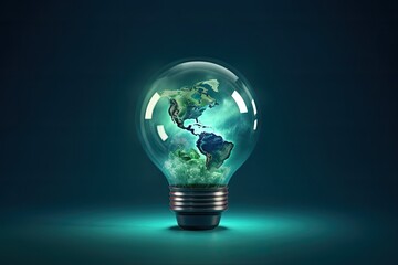 Lights and ecoworld concept. Green earth globe ecology concept. Green energy.