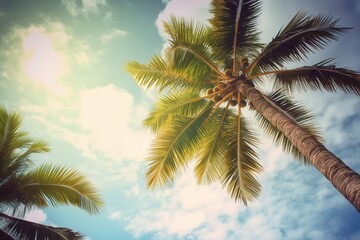 Fototapeta na wymiar palm trees against the sky