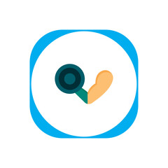 Obraz premium vector image of an arm of a person exercising with a hand weight blue border