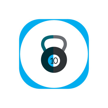 Gym dumbbells vector icon with white background and blue border