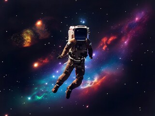 Galactic Astronaut Poster, Celestial Astronaut Photo, Cosmic Journey Illustration, Space Exploration Art, Astronautic Design
