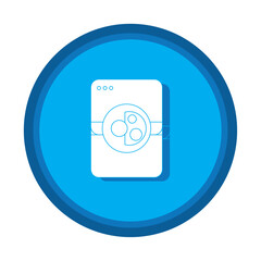 Vector image of washing machine icon with blue background