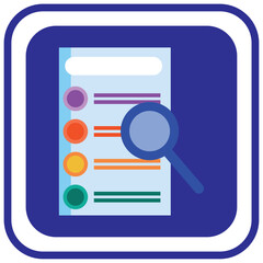   Search Engine Optimization vector icon with blue background and lined border